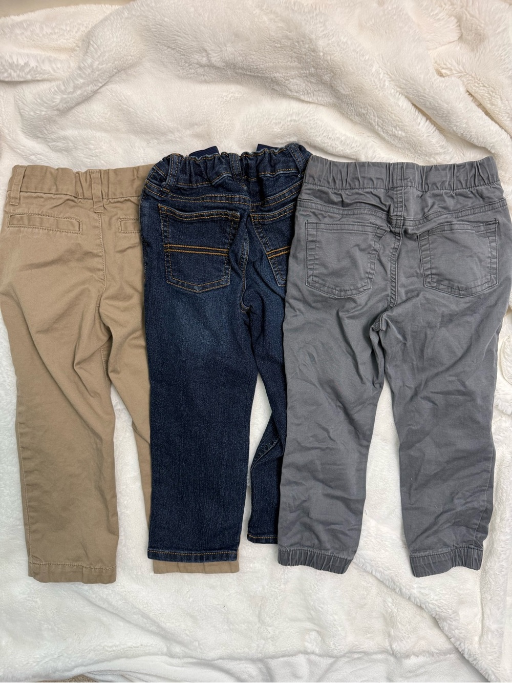 Boys Pants bundle 3T - Khaki, Dark Blue Denim & Gray
